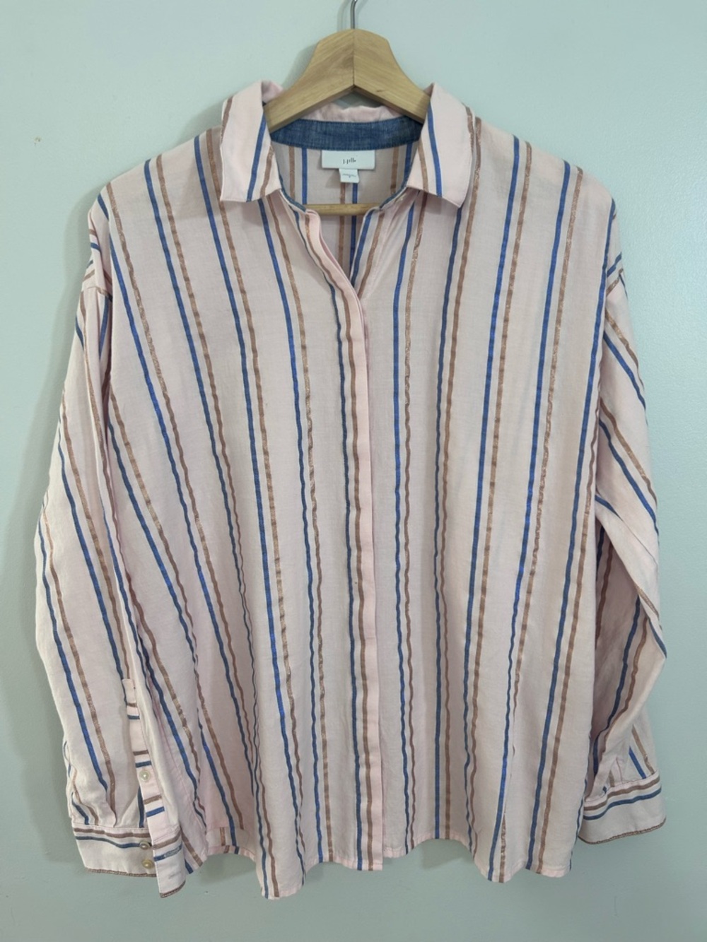 J Jill Blush Striped Everyday Button Down Shirt, S